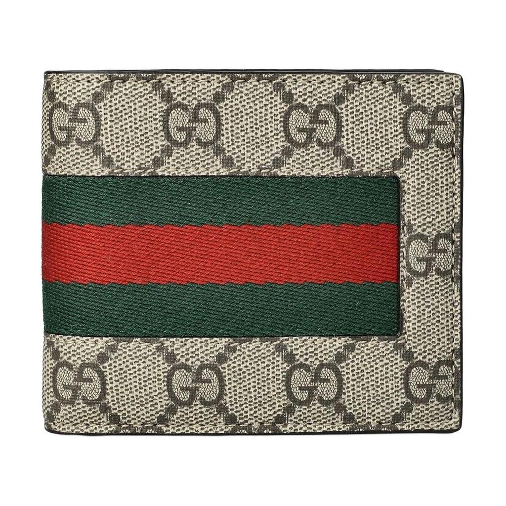 Gucci GG Supreme Double Fold Stripe Fabric Wallet Unisex wallet Brown Multicolor 779849-KHN4N-9791