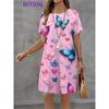 Vestito da Donna Stampa Farfalla Manica Corta Scollo a O Vestiti Moda Casual Harajuku Estate Autunno 2025 Abbigliamento da Festa Donna