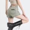 2025 Summer Women's Retro High Waist Plus Size Denim A-line Shorts