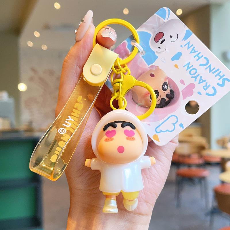 Echter Crayon Shin-chan Plüsch-Schlüsselanhänger: Unisex Regenmantel Anhänger für Schlüssel und Taschen