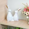 Cute White Rabbit Pair Showpiece – Decorative Bunny Figurines for Home, Bedroom, Living Room & Office Desk | Feng Shui Good Luck Gift,