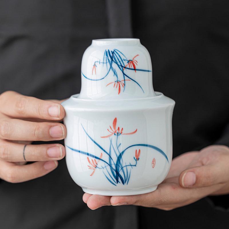 Hand-Painted Ceramic Mulled Wine Pot - Chinese Style Baijiu Drinkware Set