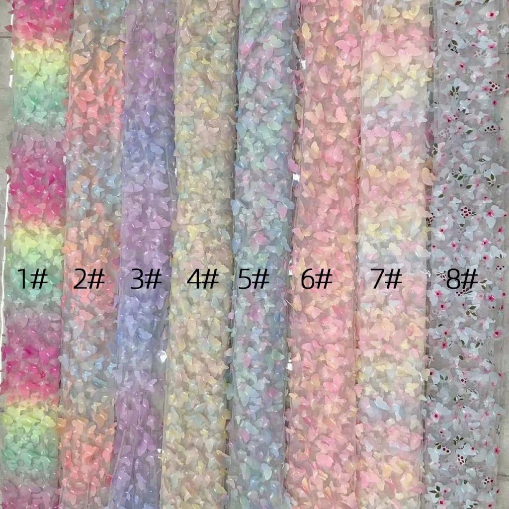 Color Three-Dimensional Gradual Change Butterfly Laser Embroidery Lace Fabric Women'S Dress Skirt Children'S Colorful Clothing Fabric
