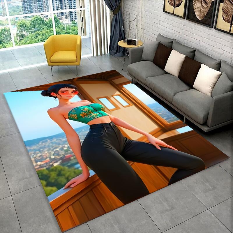 Kpop Demon Hunter Rumi Mira Zoey Cartoon Group Carpet Rug for Playroom Bedroom Living Room Sofa Home Decor,Area Rug Non-slip