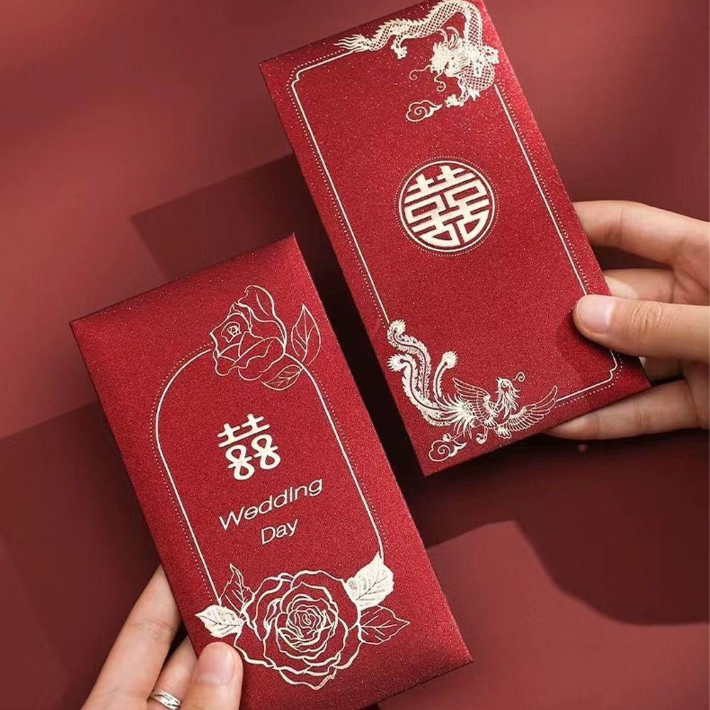 6pcs Chinese Style New Year Red Envelopes Blessing Gifts Packing Bags Spring Festival Supplies