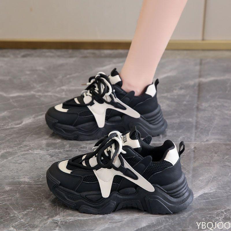 Fashion Women's dual mesh breathable Shoes New mid heel non slip soft sole shoe Thick soled casual Sneakers Fashion comfort female shoes