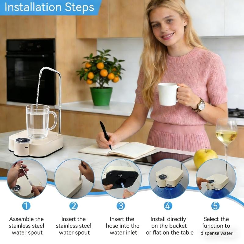 Desktop Drinking Water Dispenser Pump Rechargeable Electric Desktop Water Pump for Home, Office, Outdoor Easy To Use