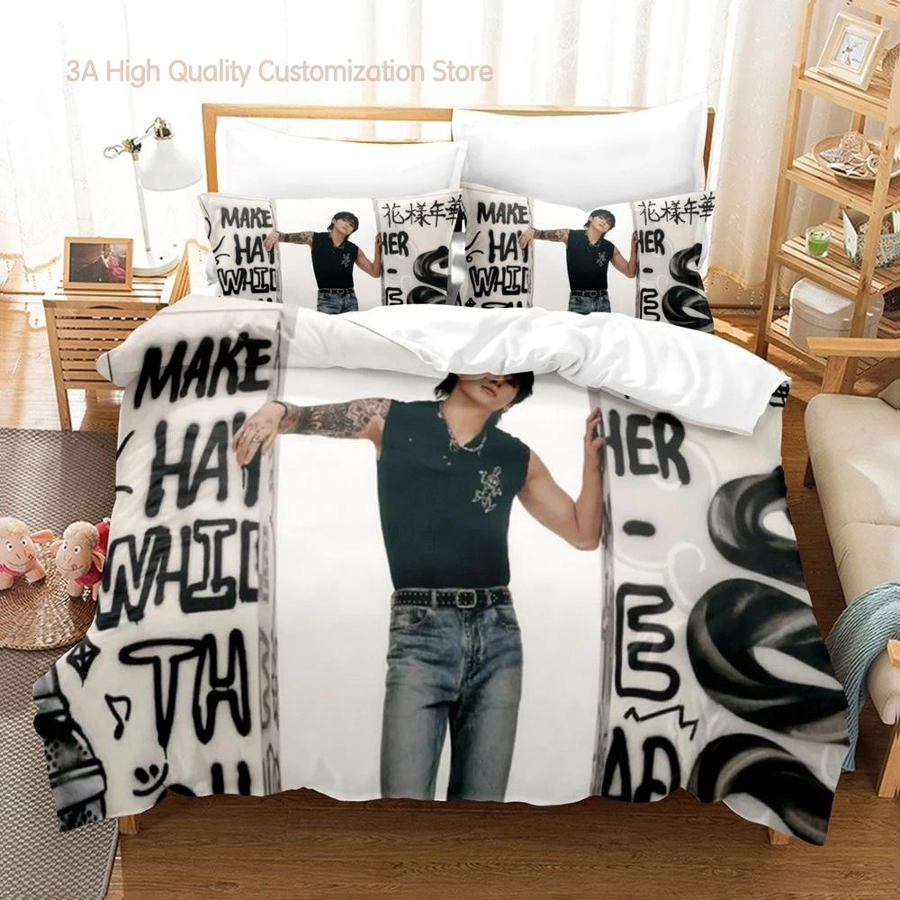 Jeon Jung Kook Album Bedding Set Single Twin Full Queen King Size Bed Set Aldult Boys Bedroom Duvetcover Sets Bed Sheet Set 2-2