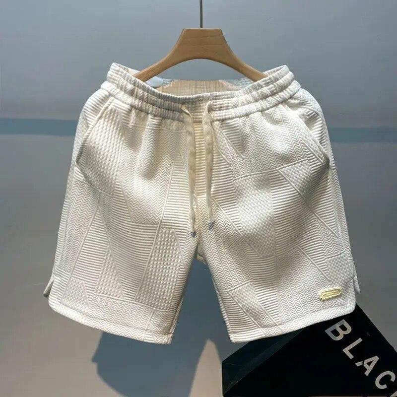 

Мужские летние шорты для бега, повседневные спортивные шорты для бега, волнистый узор, сплошной цвет на шнурке, свободные сухие спортивные шорты для фитнеса M белый