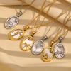 MamacitaLay 18K Gold Plated Stainless Steel Zircon Star Twelve Constellation Shell Necklace Women's Waterproof Neck Jewelry Gift