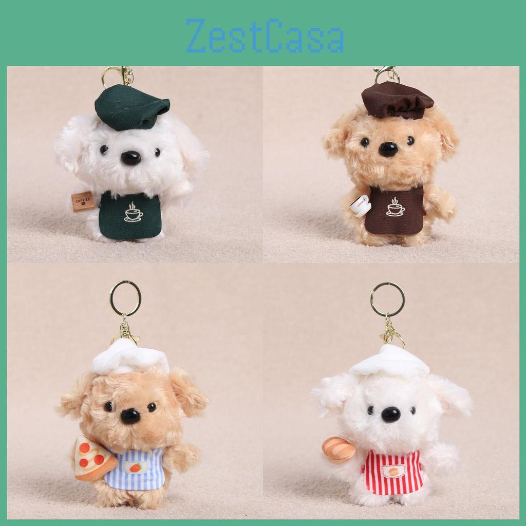 Cute Dog Plush Pendant Keyring With Padded Fabric For Bags And Keys