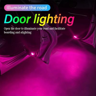 Car Door LED Lights LED Door Panel Courtesy Warning Light Colorful Flashing Car Door Welcome Light For Car Interior Atmosphere