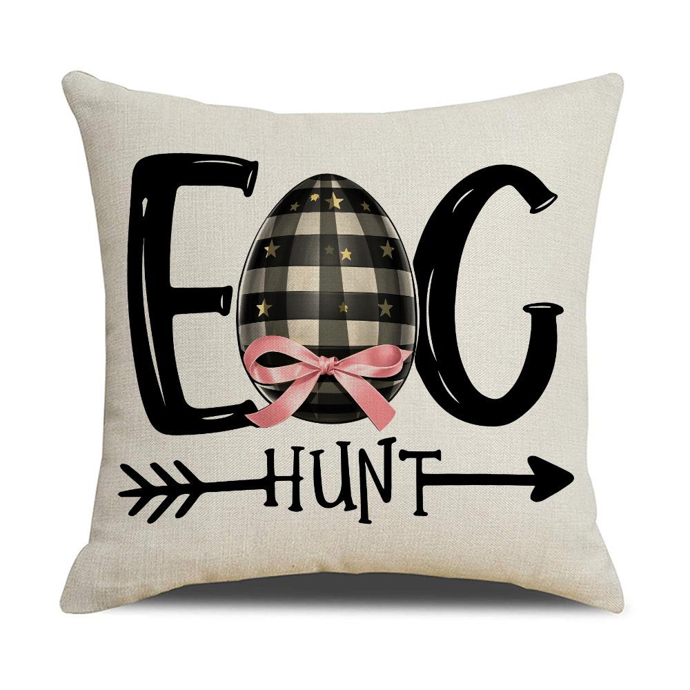New Easter Cartoon Rabbit Easter Egg Pillowcase Spring Decorative Letter Pillow Sofa Cushion Cover