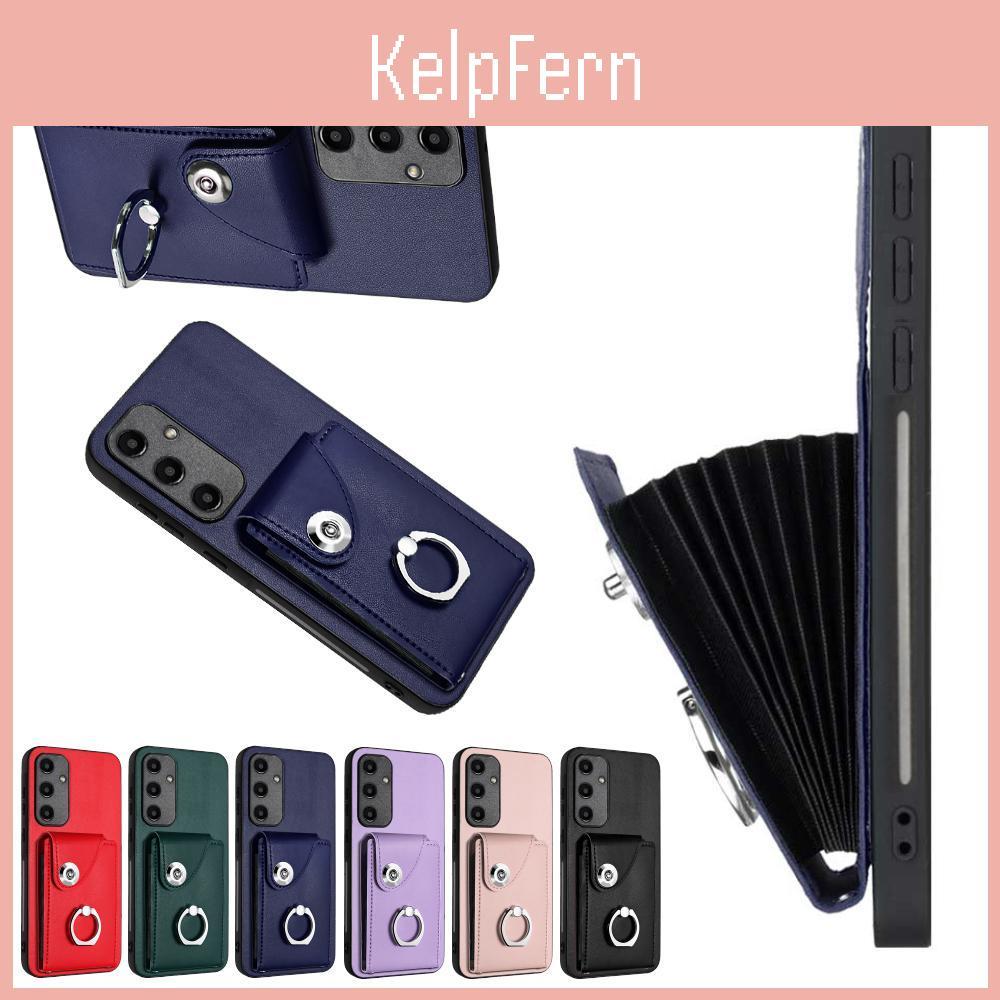 Accordion Holder Card Folding Wallet With Rfid Shielding Material Phone Case Ring Holder Leather Case For Samsung Galaxy S22 S23 S24 A35 A55 A13 A24