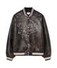 Physical Department Startail Artificial Leather Varsity Jacket_Dark Brown