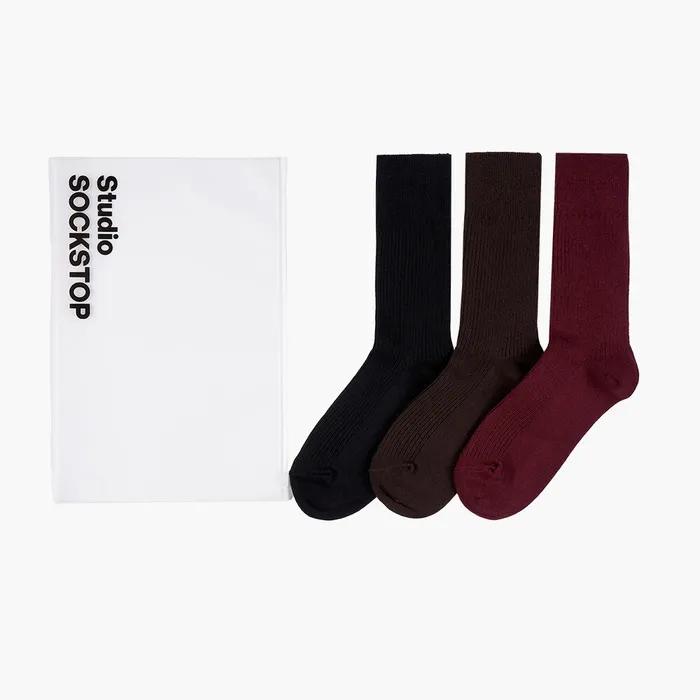 [3PACK] Women's Colored Rib Crew Socks_15 colors