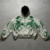 Unisex Streetwear Hooded Zip-Up Sweatshirt With 3D Foil Print Dark Aesthetic Regular Fit