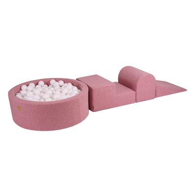Foam Climbing Blocks for Toddlers® Boucle Pink 3 Elements with Ball Pit 90x30cm