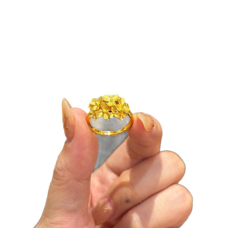 Exquisite Palace Style Real Gold Plated Flower Open Ring - Retro, Luxurious Hand Jewelry