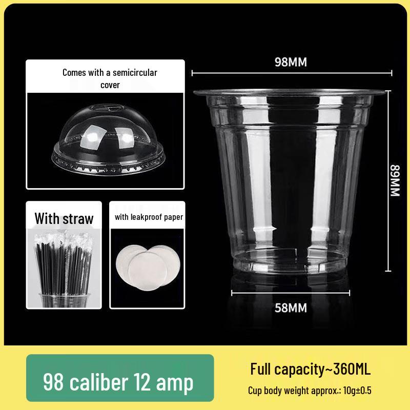 Disposable Plastic Cold Drink Cups with Lids & Straws (100 Sets)