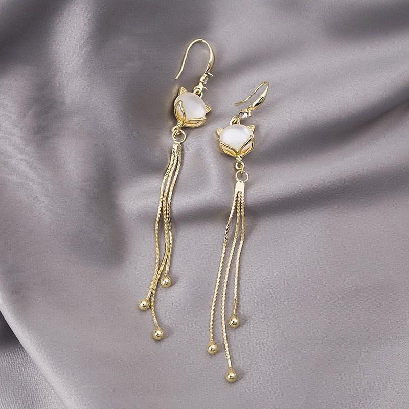 Náušnice Fox střapec Dámský temperament Jednoduché korejské dlouhé náušnice Náušnice Elegantní Elegantní Trend Dámské Módní Náušnice