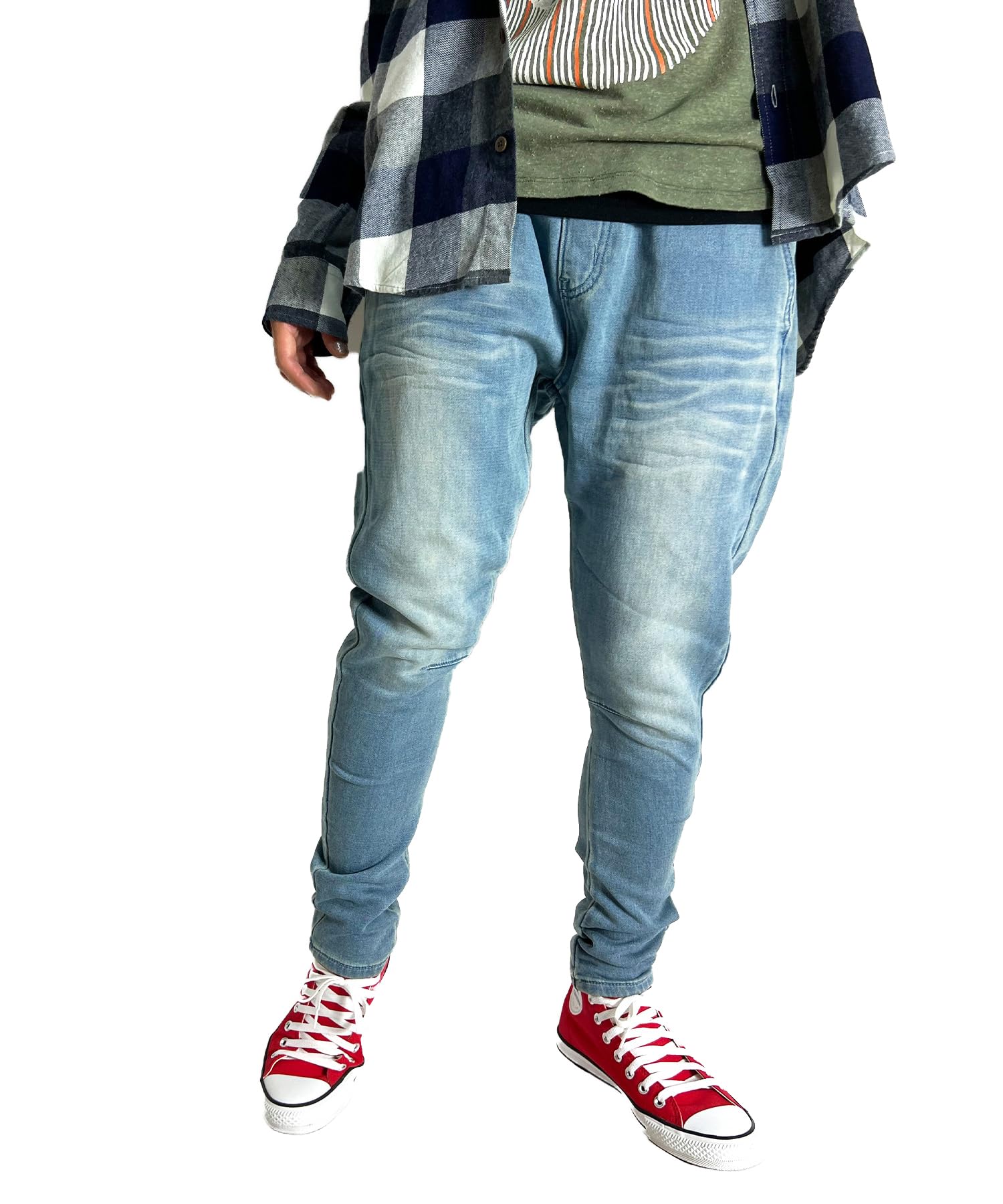 BEATJIVE Jogger Cut Stretch Easy Loose Plus Size 0000-7305 Women s Pants, Denim, Sweatpants, Tapered, Fit, Fit, (LARGE, BLUE) синий