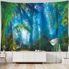 Beautiful Forest Tapestry Mist Jungle Landscape Wall Hanging Bohemian Fabric Decorative Carpet Home Room Background Poster