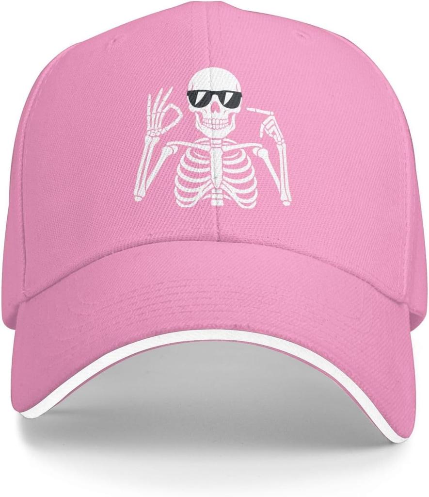 Skeleton OK Sign Sunglasses Baseball Cap Funny Viral Slang Adjustable Adult Unisex Summer Hat