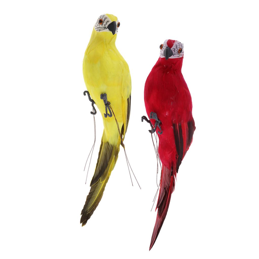 Artificial Parrot Figurines Photo Props Feather Parrot Macaw for Pathway Ornaments