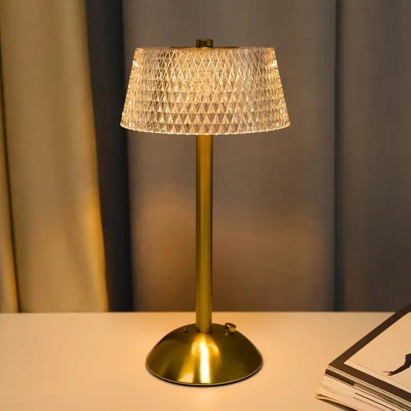 Crystal Decorative Desk Lamp with Adjustable Three Color USB Charging Suitable for Bedroom and Living Room Decoration