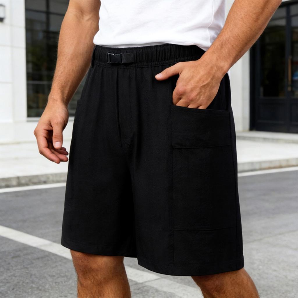 Mens Casual Twill Cargo Shorts With Stretch Cotton Drawstring Waist 4 Pockets Relax Fit Summer Shorts For Men