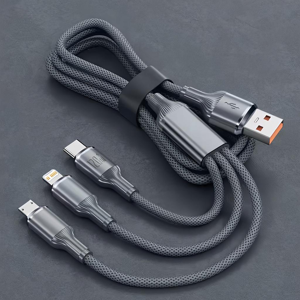3-in-1 100W Cables 6A Fast Charging USB To Type-C Micro Wire Data Cord For Samsung Xiaomi iPhone Quick Charge USB Type C Cable