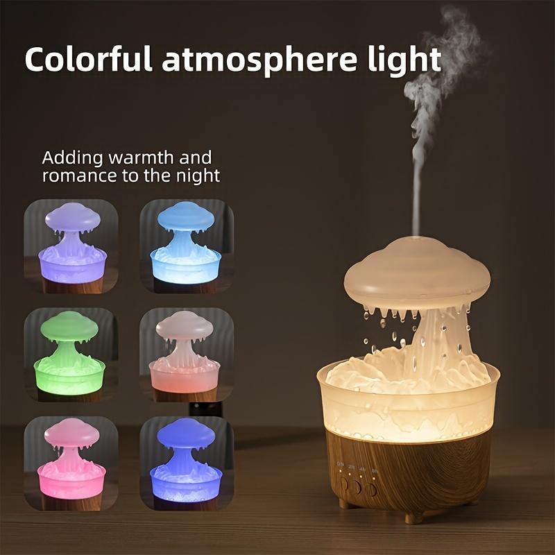 Cloud Shaped Essential Oil Diffuser Without Battery, 1 Piece USB Powered Cloud Rain Humidifier with Remote Control, Creative Co