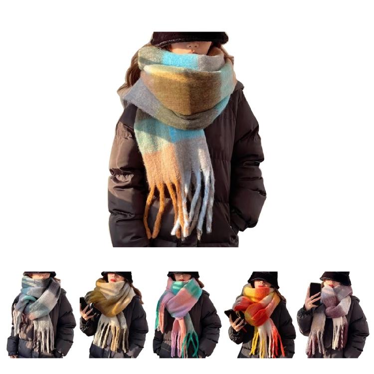 Christmas Plaids Blanket Winter Fall Warm Scarf Large Wrap Shawl Tassels