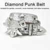 Rhinestones Skull Buckle Belt for Women Men Sequined Hiphop Belt for Pants Jeans Popular Rockers Belt Waist Accessories