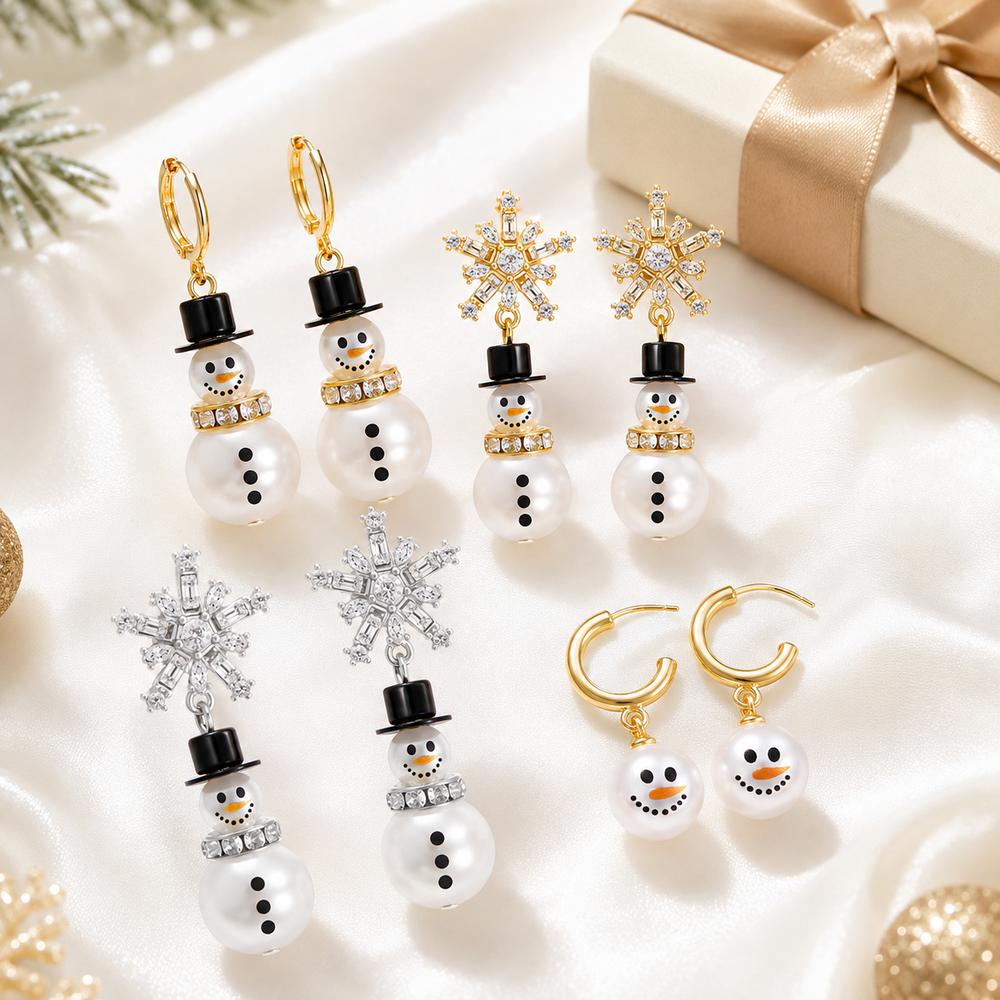 Snowflake Snowman Dangle Earrings Alloy Christmas Earrings Gifts Women Snowman Earrings Women
