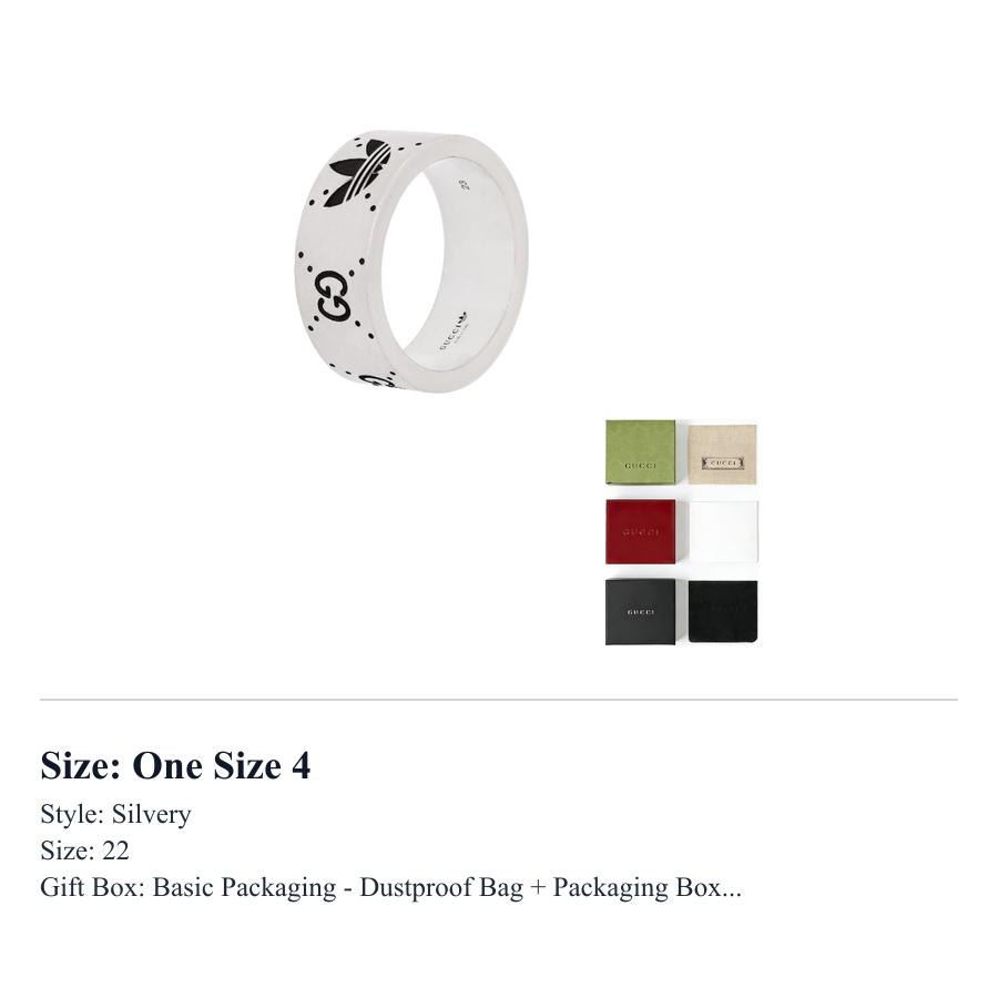 GUCCI Adidas X Gucci Collaboration Collection 925 Sterling Silver Rings Unisex Silver 702766-J8400-0728