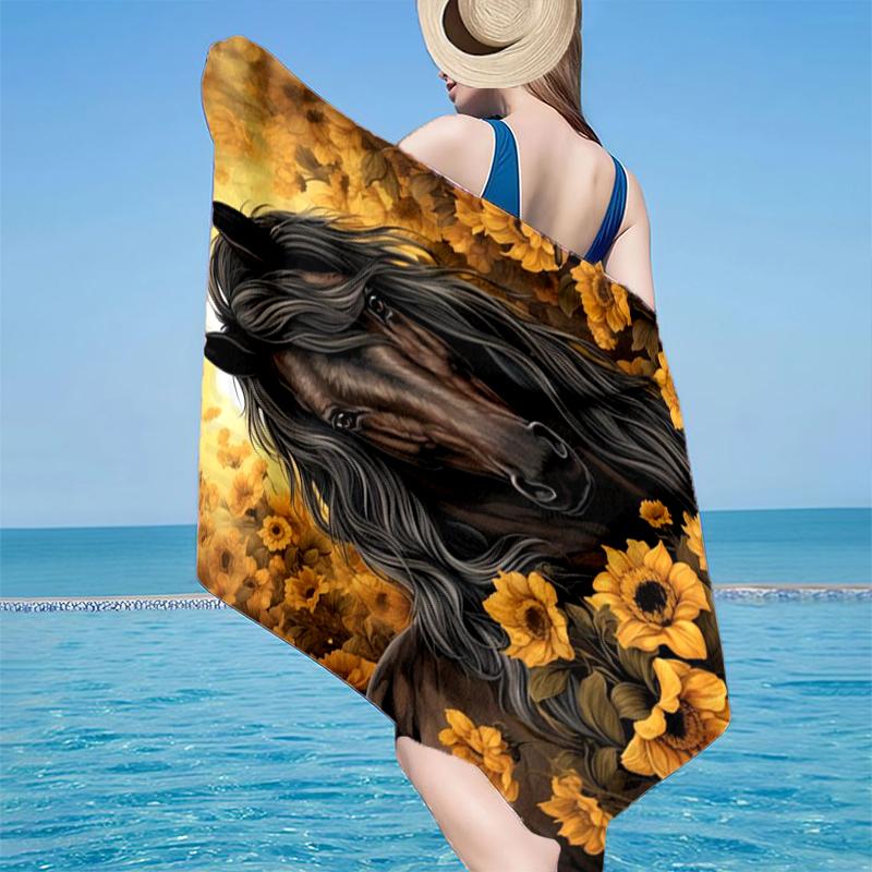 

Horse Amidst Sunflowers Beach Towel, Super Soft Microfiber, Gift for Her/Him, Birthday, for Pool, Beach, Travel, Home Decor Fan gifts 70cmx140cm(27x55inch)