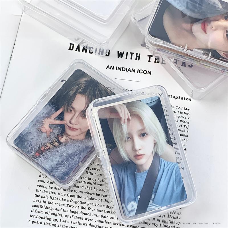 

Photo Card Storage Box Idol Cards Storage Boxes Transparent Kpop Photocard Case Desk Dustproof Picture Stationery Organizer