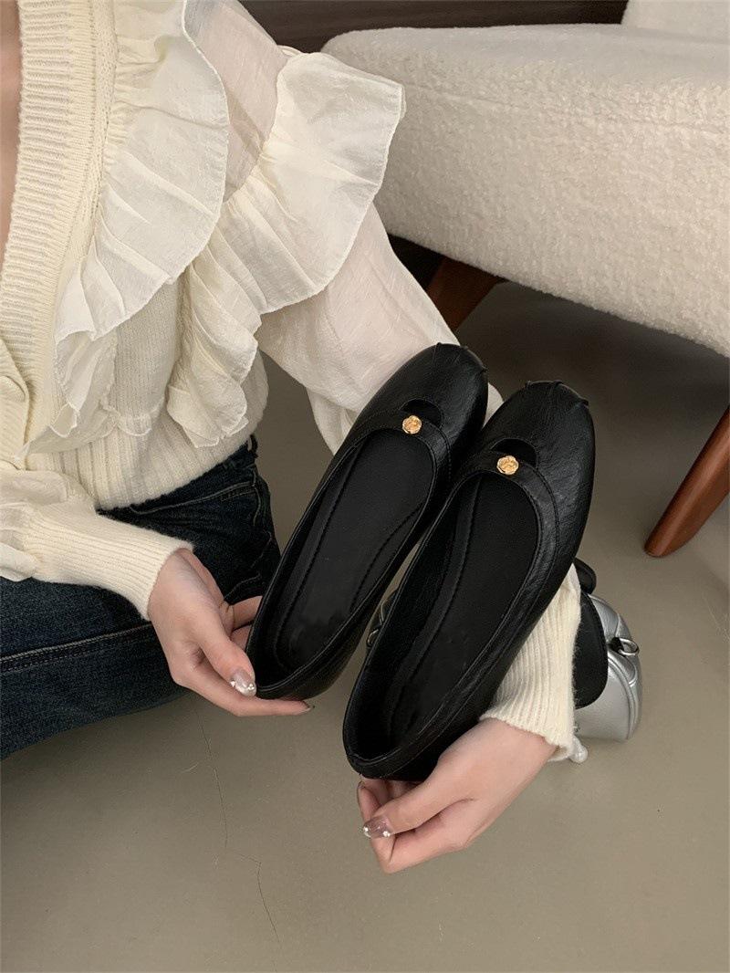 

Весенние новые туфли-балетки с камелией, женские туфли Мэри Джейн, с круглым носком, туфли для бабушки 39 чёрный