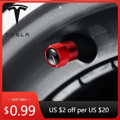 Car Sticker 4pcs Aluminum Anti-theft Hexagonal Tire Valve Cap For Tesla Emblem Model S Model X Model 3 Roadster Cybertuck