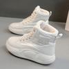 Fashion Round Toe Chunky Shoes for Women Lace-up Platform with Laces White Womens Snow Boots High Boot Female Trend 2024 Hot Pu Work Y2k