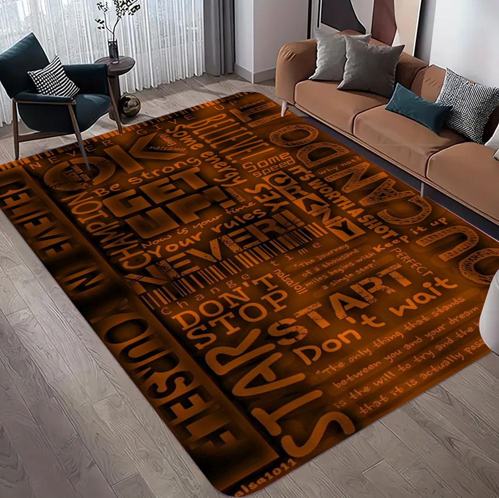 Motivational Quote Area Rug for Living Room Bedroom Modern Home Decor Black and White Typography Carpet Non Slip Floor Mat