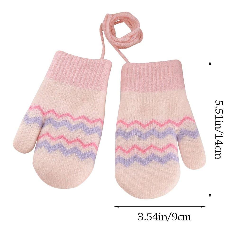 Warm Kids Winter Gloves Windproof Knitted Gloves Cute Children Mittens for 0-3 Years Old Toddler