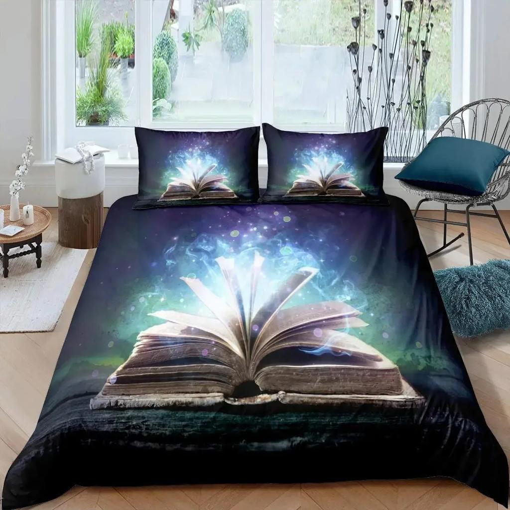 Books Lovers Gift Duvet Cover Set Full Size,Readers And Literary Lover Bedding Sets,Vintage Librarians Bookshelf Comforter Cover