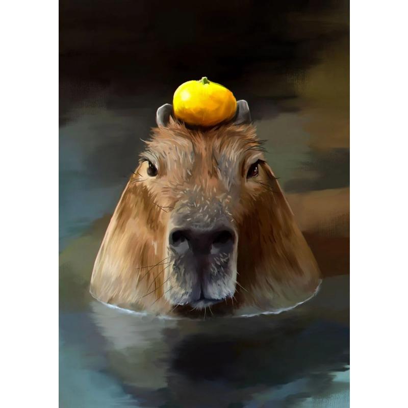 Funny Cute Animal Capybara in Suit Gentleman Drinking Art Posters Canvas Painting Wall Prints Picture for Living Room Home Decor