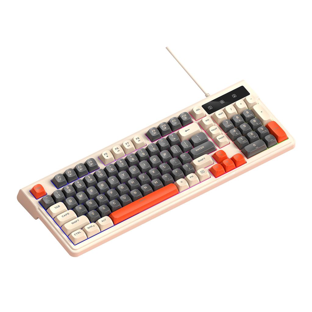 98 Key Wired Mechanical Keyboard with Three Color Keycaps RGB Backlit Portable for Gaming Office