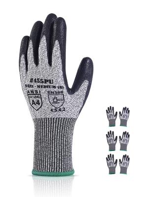 DONFRI 3 Pairs Work Level 5 Cut for and DIY Cut-Resistant Gloves, Non-Slip, Cut-Resistant, PU-Coated, Resistance, Long-Lasting, Cooking, Crafts,