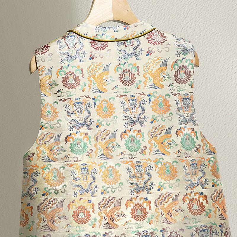 Sibaishe New Chinese Style Jacquard Button Vest