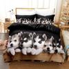 Cute Husky Duvet Cover Set Animal Printed Double Bed Three-Piece Quilt Cover Pillowcase Set